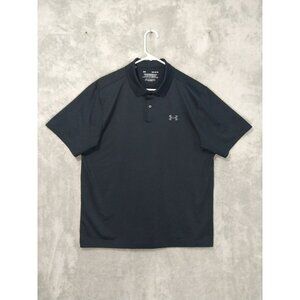 Under Armour Shirt Mens Large Black Tech Tee Matchplay Polo Short Sleeve Loose